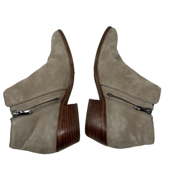 Sam Edelman Petty Ankle Boot Size 8.5 Tan Suede Leather Side Zip Low Heel - Picture 7 of 12